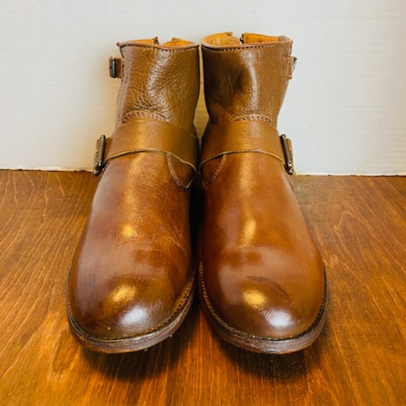 Frye Womens Brown Leather Buckle Zipper Booties, 8.5. - Picture 3 of 8